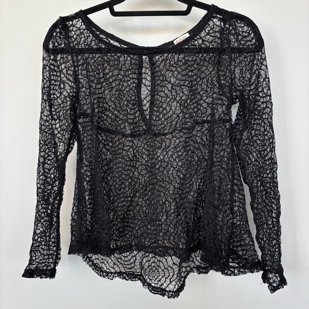 Ten-Sixty Sherman Black Lace Long Sleeve Top Size S/M‎